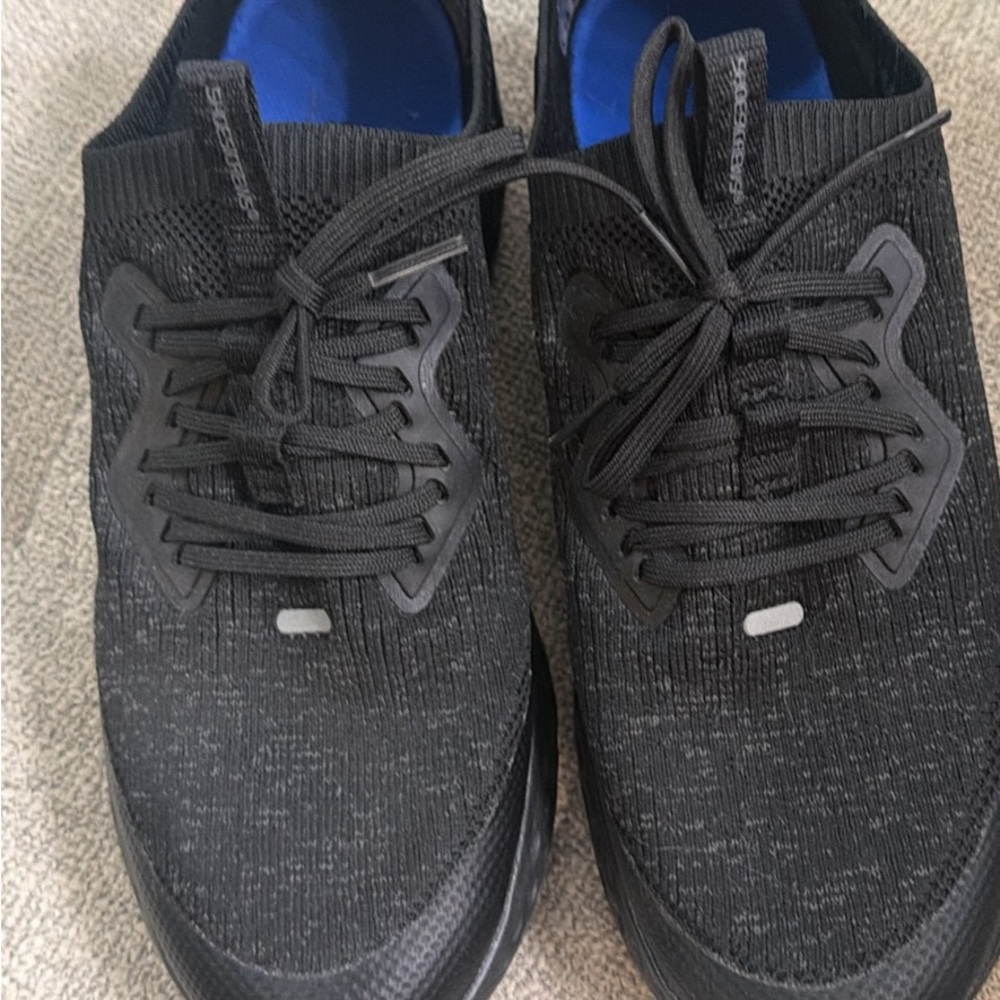 Shoes For Crews Womens  Black Knit Lace-Up Sneakers